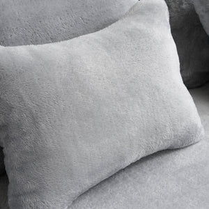 Queen Size Modern Light Grey Floor Sofa with 4 Pillows
