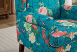 Modern Accent Chair with Retro Wood Legs - Floral