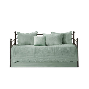 6 Piece Reversible Scalloped Edge Daybed Cover Set - Seafoam