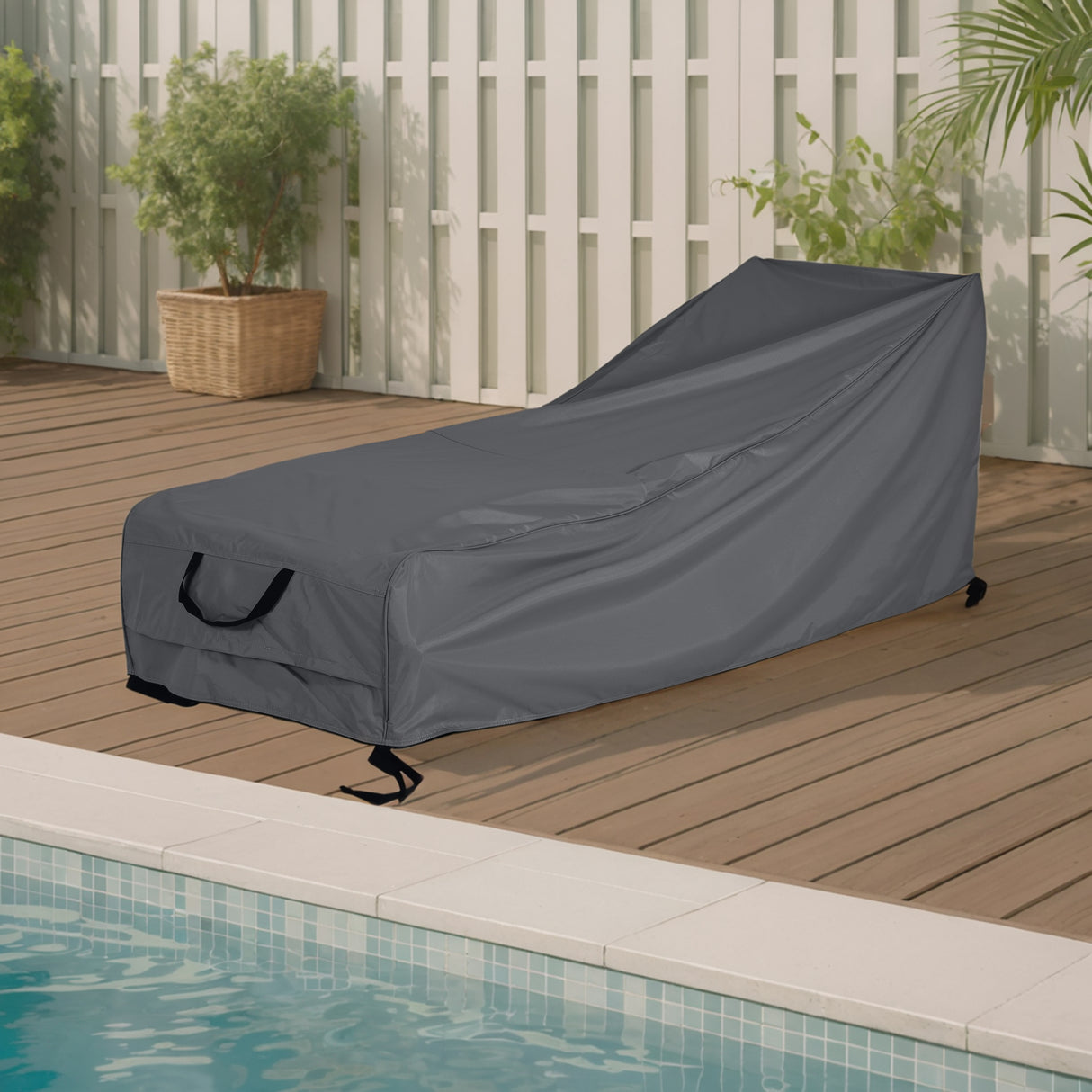 Shield Outdoor Slope Chaise Lounge Cover, Dark Gray
