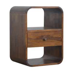 Solid Wood Chestnut Curved Edge Nightstand