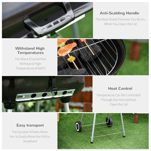 Outsunny 21' Portable Charcoal Grill with Wheels and Bottom Shelf