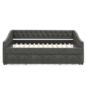 Upholstered Daybed With USB Charging & Pull Out Bed