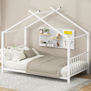 Metal House Platform Bed With Modern Design And Durable Frame