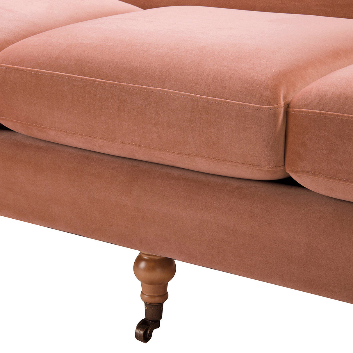 Alana lawson three-cushion tightback sofa, peach orange velvet