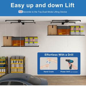 Black Overhead Garage Storage Rack 3x6 FT for High Ceilings