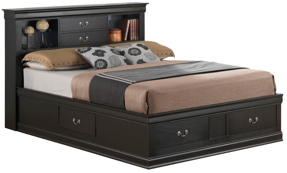 Traditional Style Bookcase Storage Bed