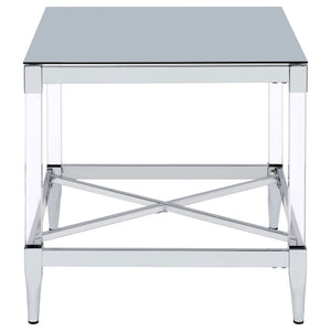 Lindley Square Tempered Mirror Acrylic Side End Table Chrome