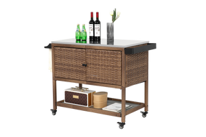 Outdoor Wicker Bar Cart