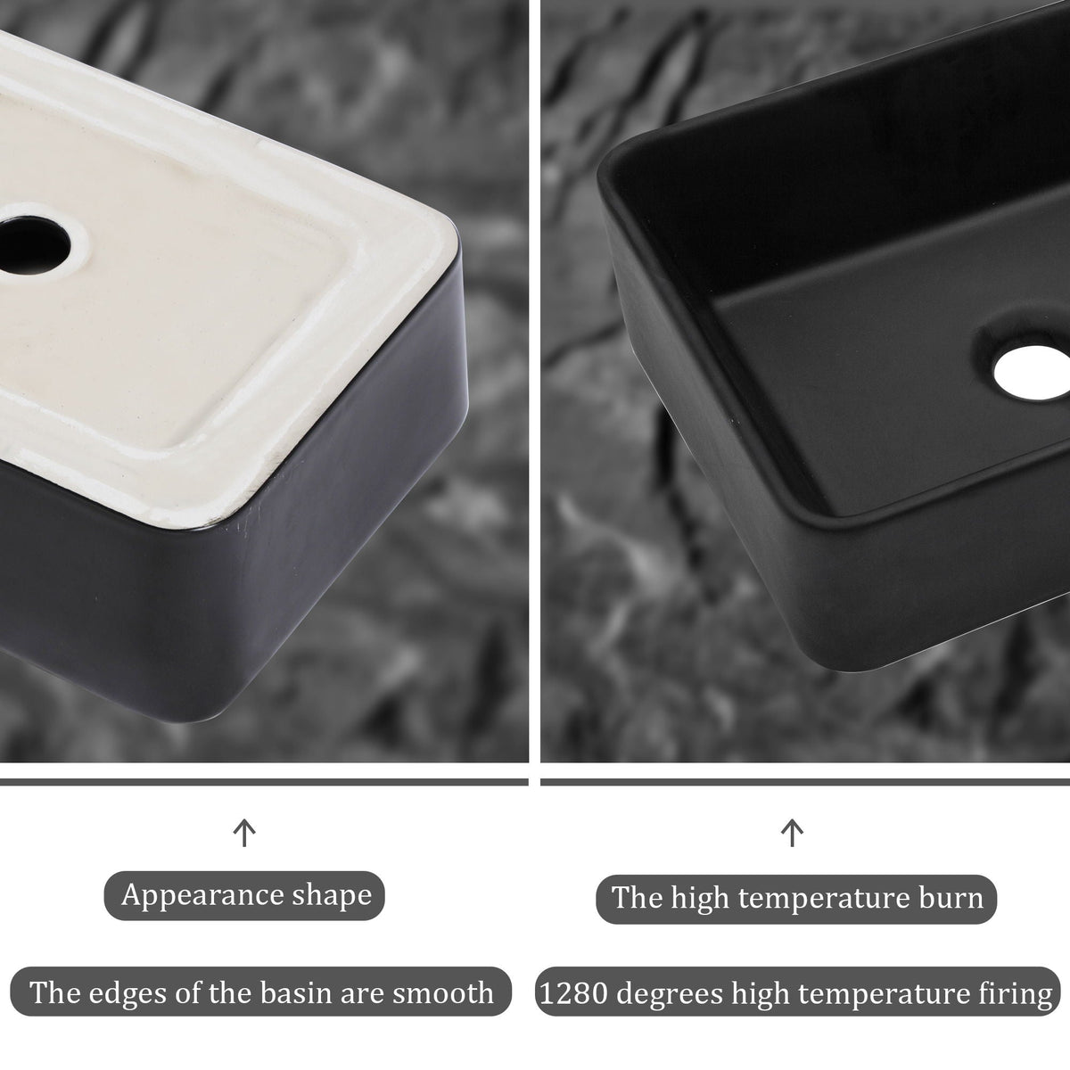 Modern European Design Ceramic Rectangular Vessel Bathroom Sink