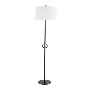 Shadow Contemporary Floor Lamp in Black Steel with White Linen Shade