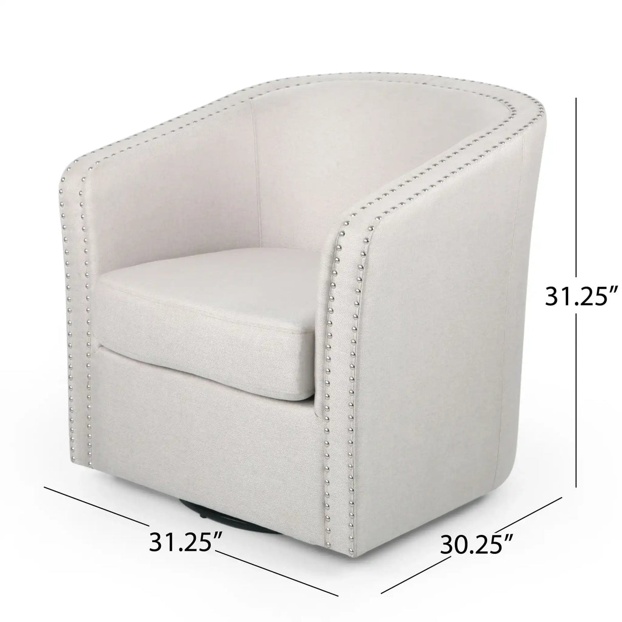 Modern Upholstered Swivel Club Chair With Nailhead Trim