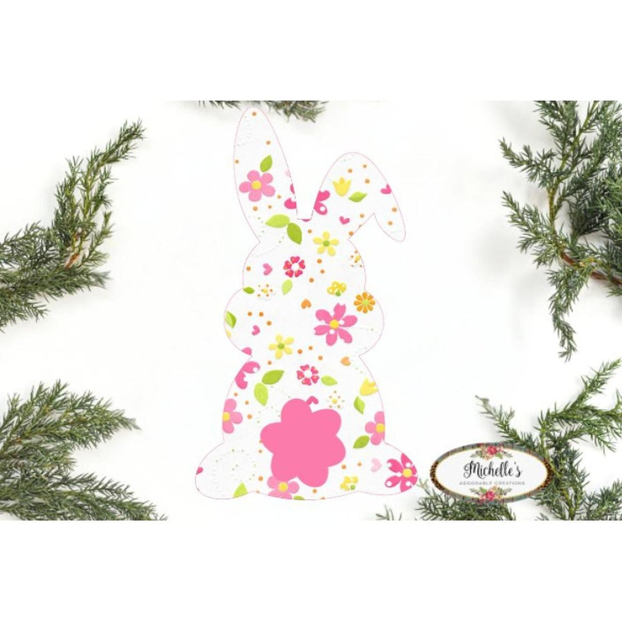 13in Waterproof Sign: Floppy Ear Floral Bunny