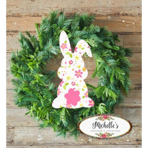 13in Waterproof Sign: Floppy Ear Floral Bunny