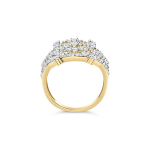 14K Yellow Gold 1.0 Cttw Diamond Geometric Stacked Open Cocktail Ring (I-J Color, I1-I2 Clarity)