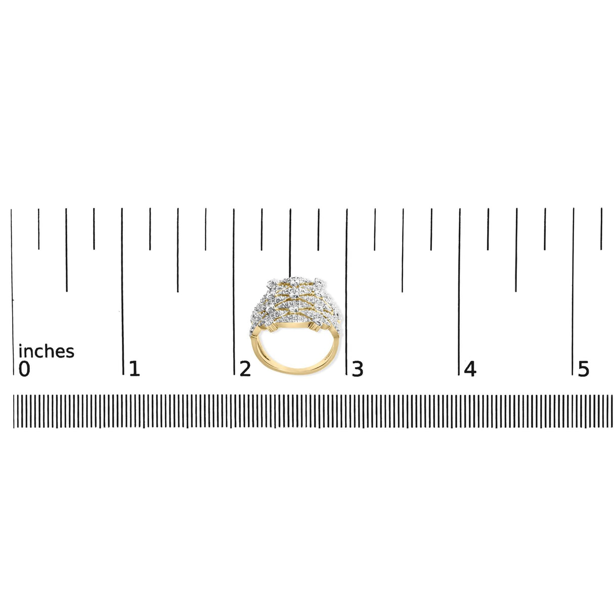 14K Yellow Gold 1.0 Cttw Diamond Geometric Stacked Open Cocktail Ring (I-J Color, I1-I2 Clarity)