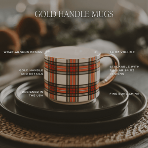 Holiday Greenery 14 oz Gold Handle Coffee Mug