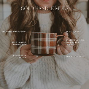 Gold Leaves 14oz Gold Handle Coffee Mug