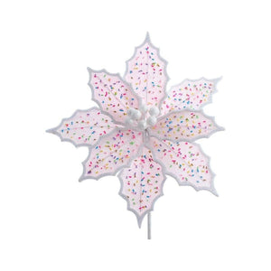 14" Pink Frosted Poinsettia Pick