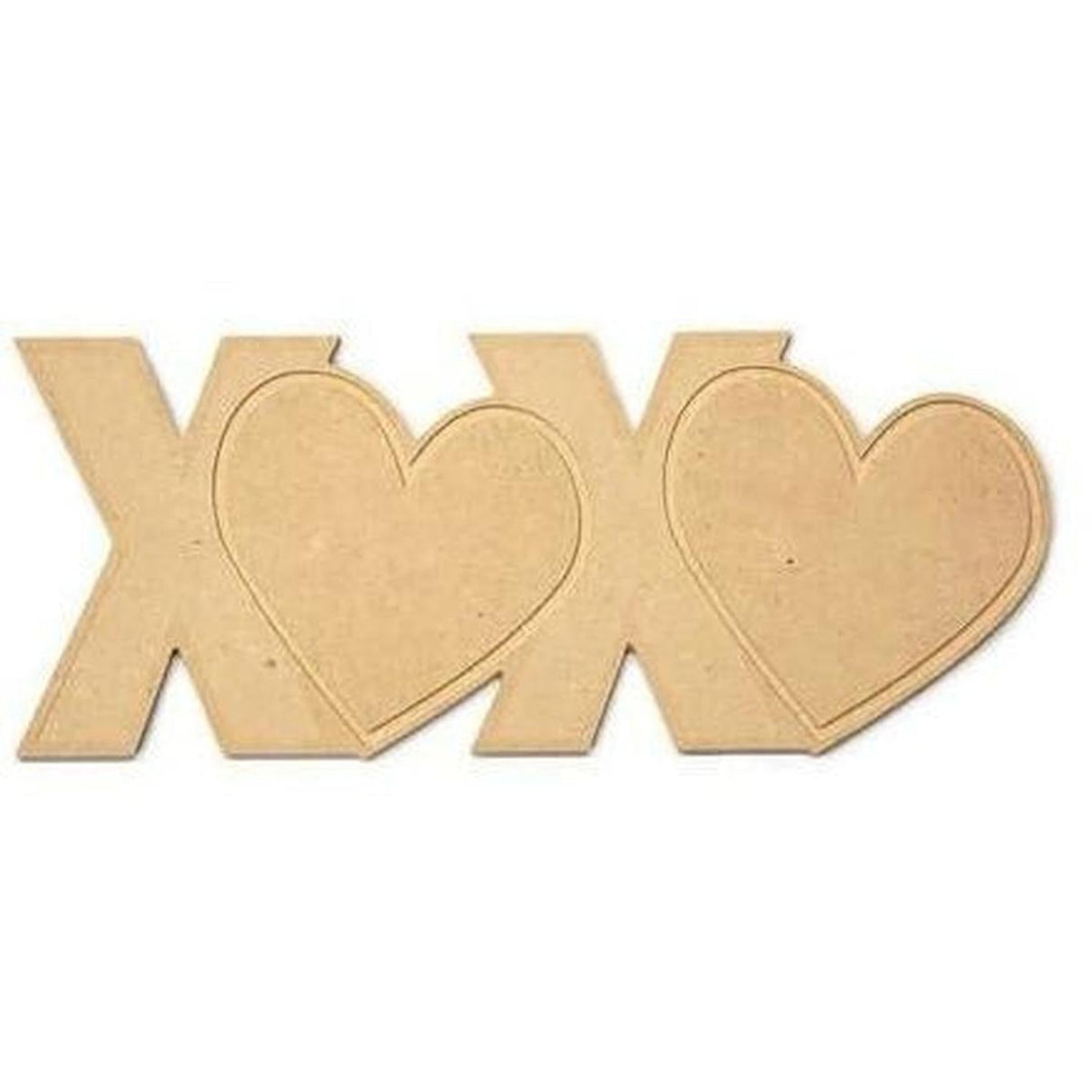 14" Unpainted MDF XOXO Word Cutout