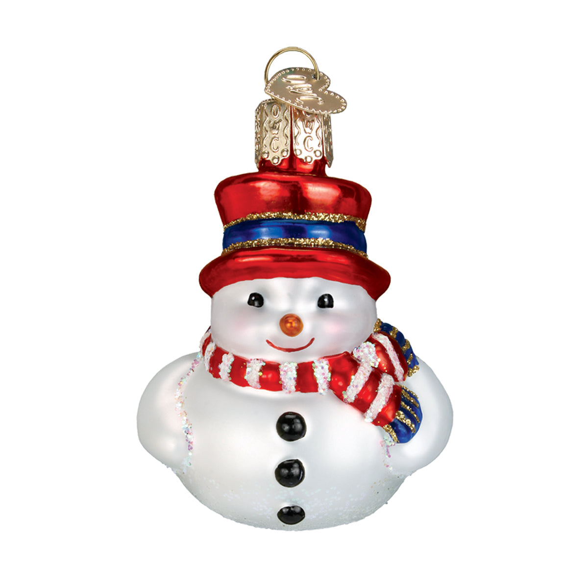 Mini Snowman Ornament Set of 6 Hand-Painted Blown Glass