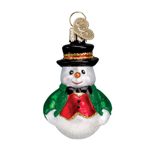Mini Snowman Ornament Set of 6 Hand-Painted Blown Glass