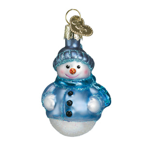 Mini Snowman Ornament Set of 6 Hand-Painted Blown Glass