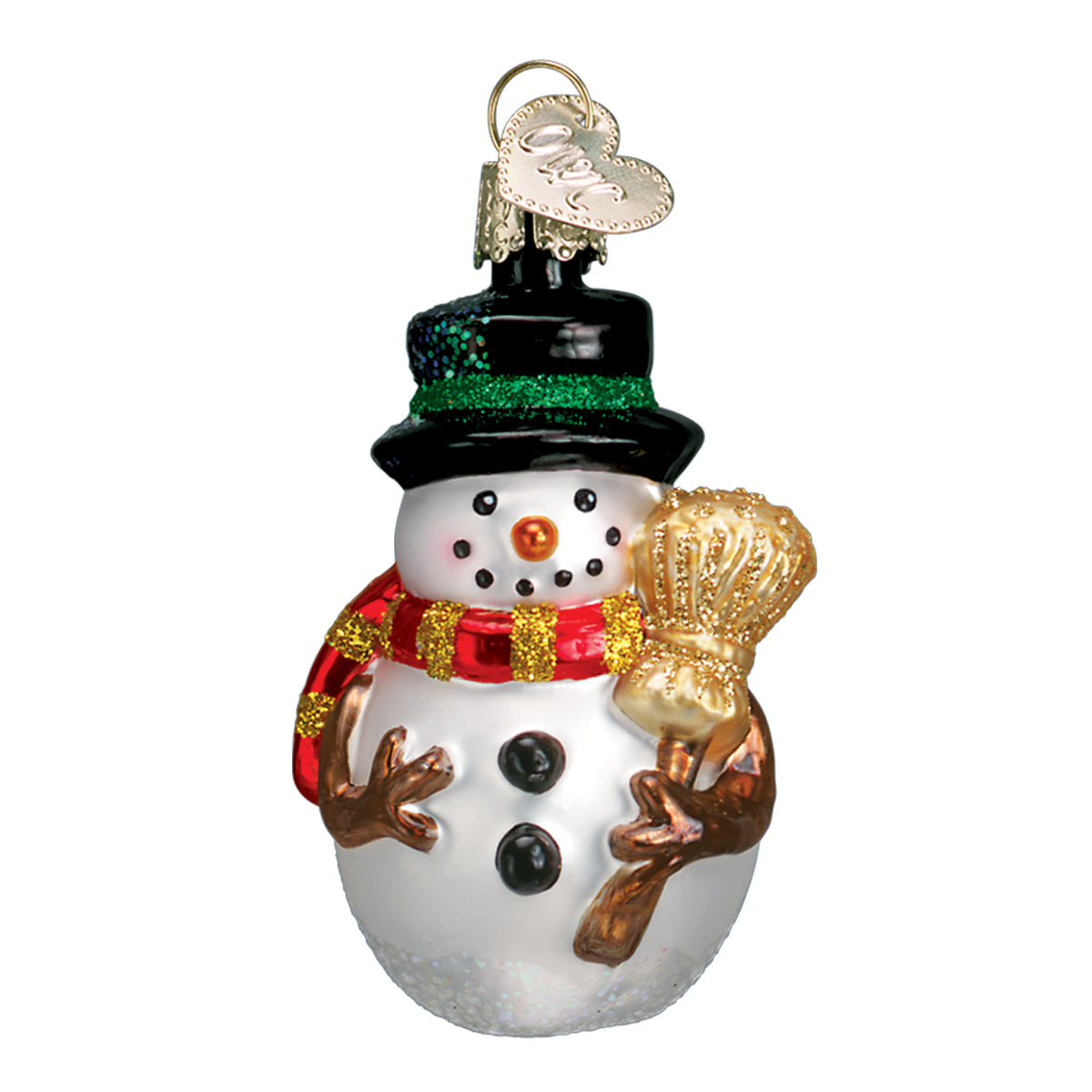 Mini Snowman Ornament Set of 6 Hand-Painted Blown Glass