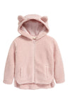 Kids Faux Shearling Hooded Jacket in Pink Cake