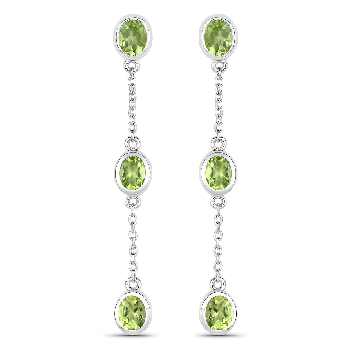 2.10 Carat Genuine Peridot .925 Sterling Silver Earrings