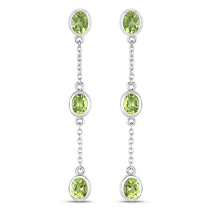 2.10 Carat Genuine Peridot .925 Sterling Silver Earrings