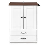 Dog Feeding Station Double Door Locker with 2 Adjustable Dog Bowls - White