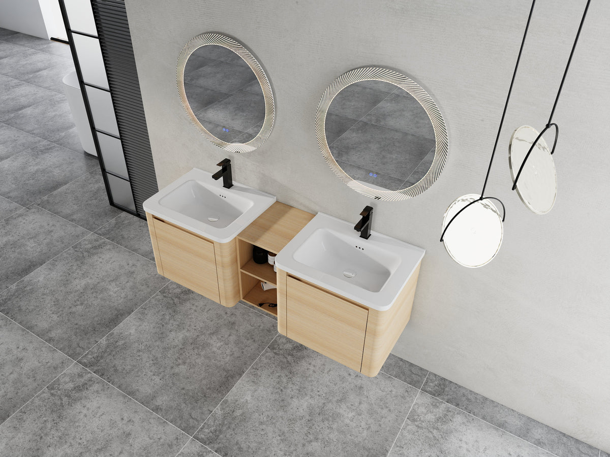 60'' Wall-Mounted Bathroom Vanity with Storage