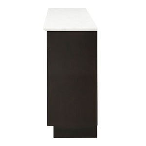 Jaramillo - Server With Fireplace - Engineered Marble & Rustic Espresso
