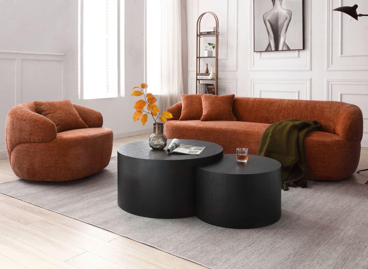 360° Swivel Mid Century Modern Curved 1-Seat Sofa - Orange
