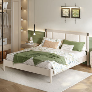 Solid Wood King Bed, Heavy Duty Support Without a Box Spring