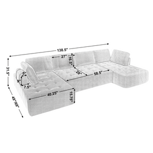 138.5" Modular Combination U-Shaped Sofa in Green