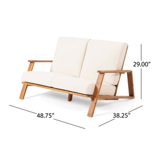 Paloma Loveseat and Coffee Table with Weather-Resistant Cushions - Acacia Wood