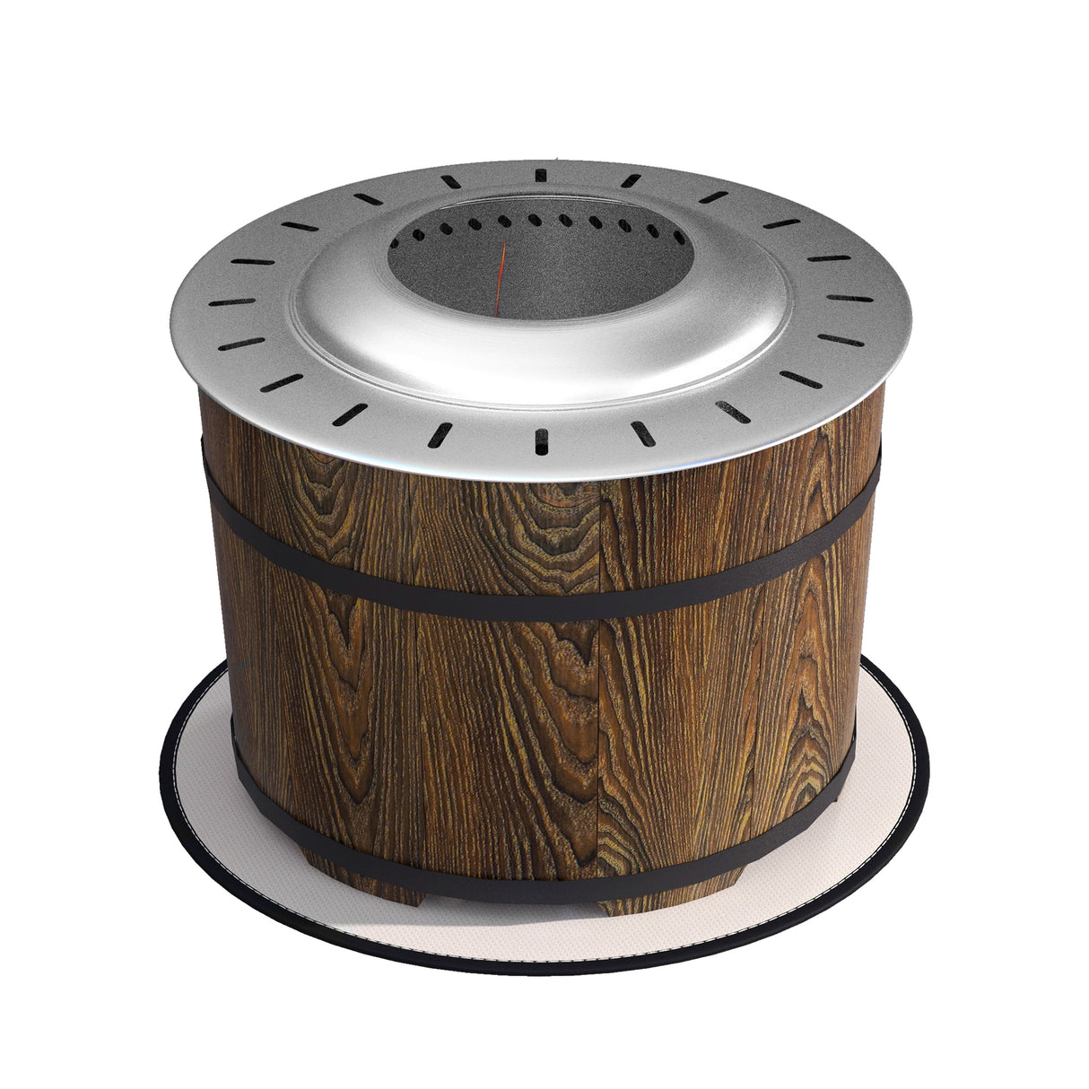 Smokeless Fire Pit with Fireproof Mat, 20' Barrel Style Portable Wood Burning Firepit
