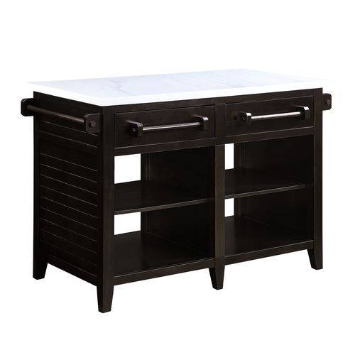 Darwid - Kitchen Island - Marble Top Top & Espresso