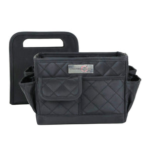 Everything Mary Collapsible Desktop Craft Caddy, Black Quilted – Polyester Craft & Art Supply Organizer with 12 Storage Compartments