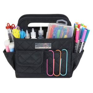 Everything Mary Collapsible Desktop Craft Caddy, Black Quilted – Polyester Craft & Art Supply Organizer with 12 Storage Compartments
