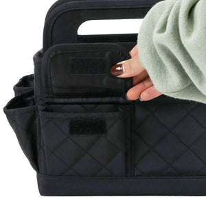 Everything Mary Collapsible Desktop Craft Caddy, Black Quilted – Polyester Craft & Art Supply Organizer with 12 Storage Compartments