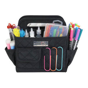 Everything Mary Collapsible Desktop Craft Caddy, Black Quilted – Polyester Craft & Art Supply Organizer with 12 Storage Compartments