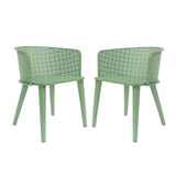 Milan Outdoor Dining Chair Set of 2 in Green Iron with Modern Design