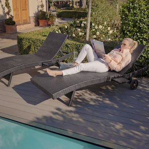 K&K 80'' Patio Wicker Chaise Lounge Chairs Set of 2