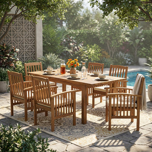 7 Pieces Acacia Wood Outdoor Dining Set