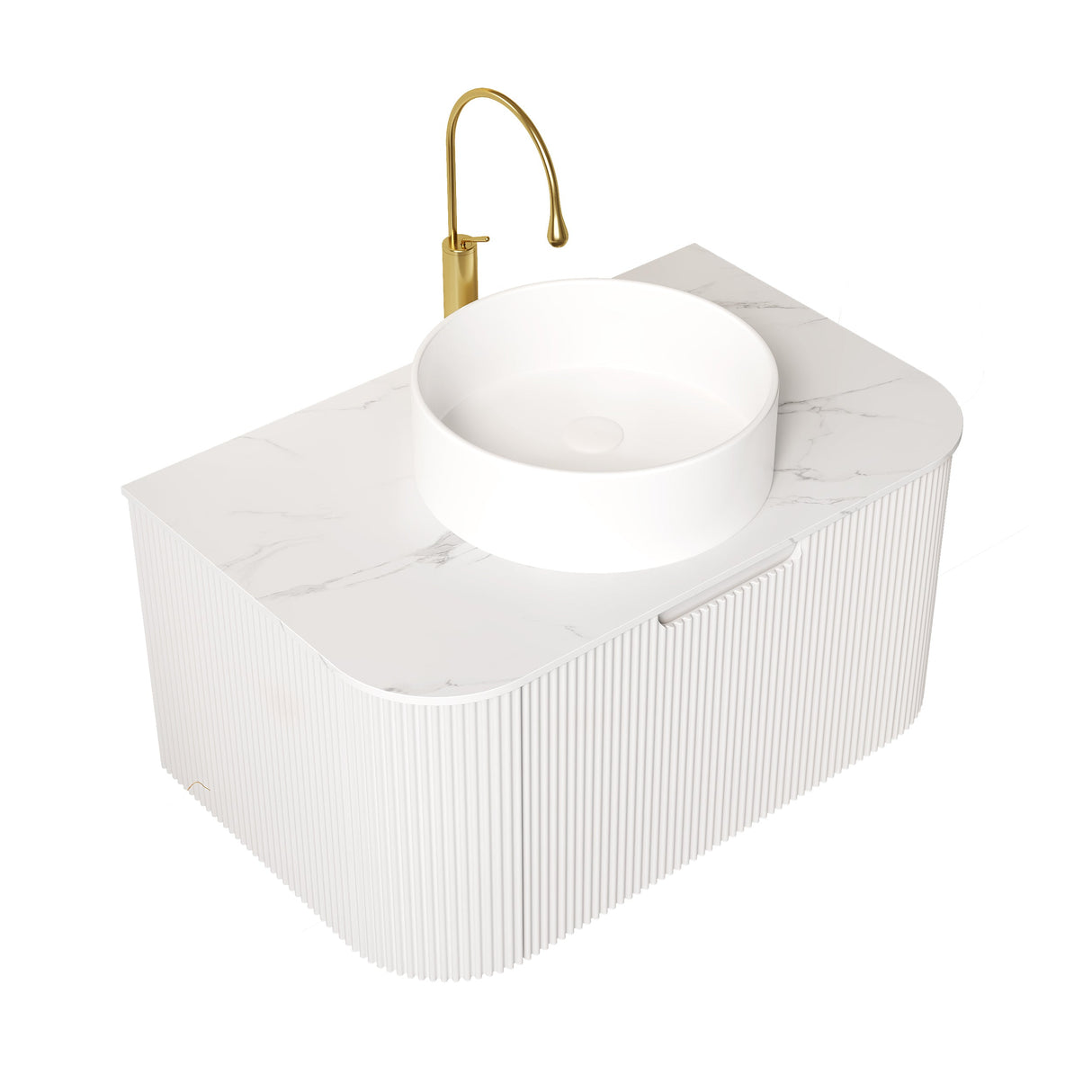 DINA 30" Bathroom Vanity & Sink with Floating Curved Edges and Striped Storage