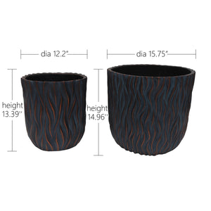 Large Round Planters Set of 2 with Drainage Holes - Magnesium Oxide