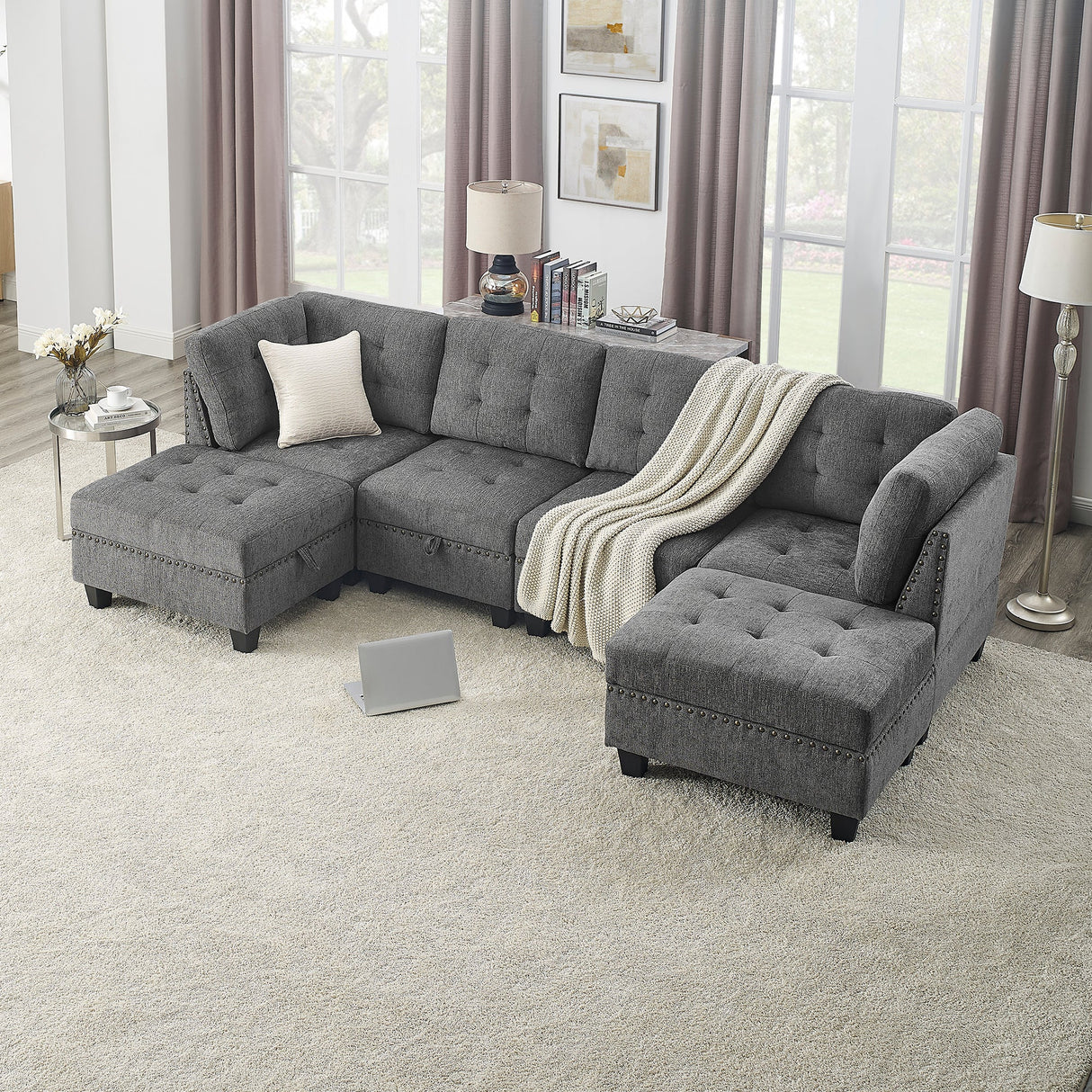 Caroline U Shaped Modular Sectional Sofa